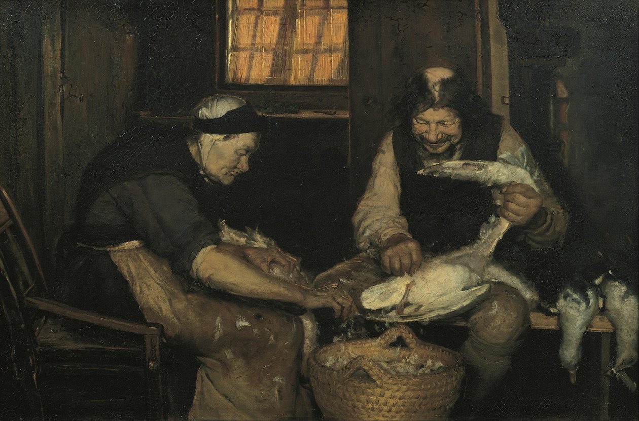 Vanha pari kyyhkää lokkeja. Lars Gaihede ja vanha Lene tekijältä Anna Ancher