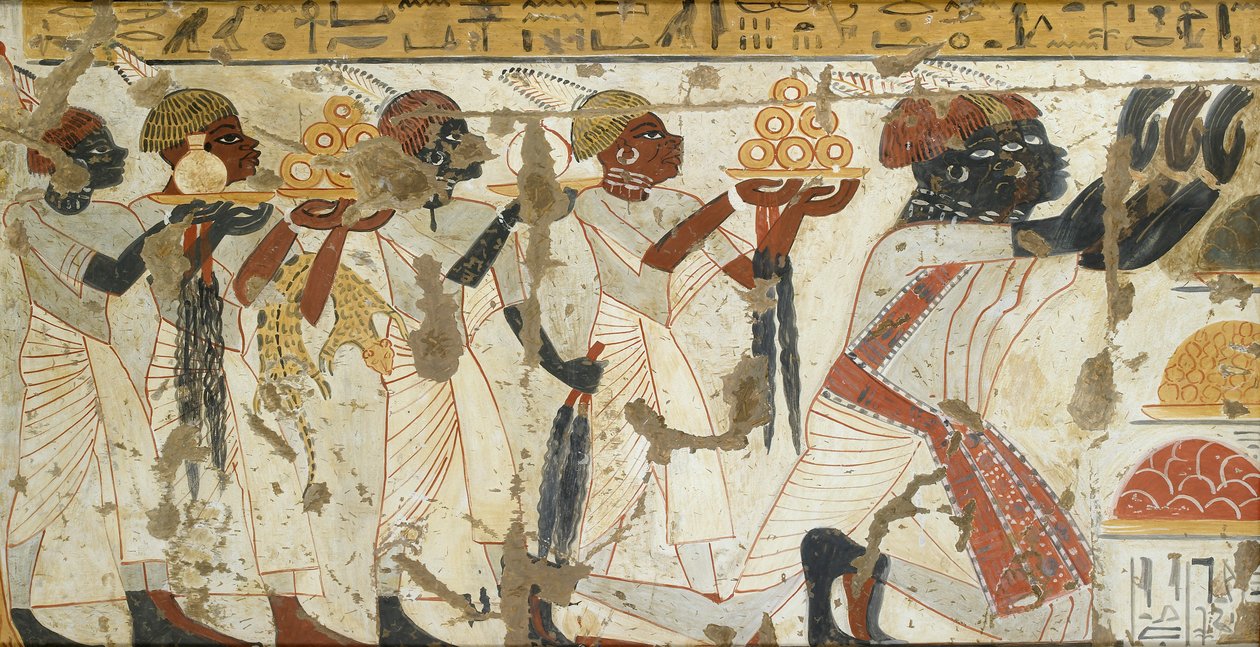 Kopio seinämaalauksesta Huyn yksityishaudasta 40, Thebes I,1, 75-78, 1900-luku tekijältä Anna