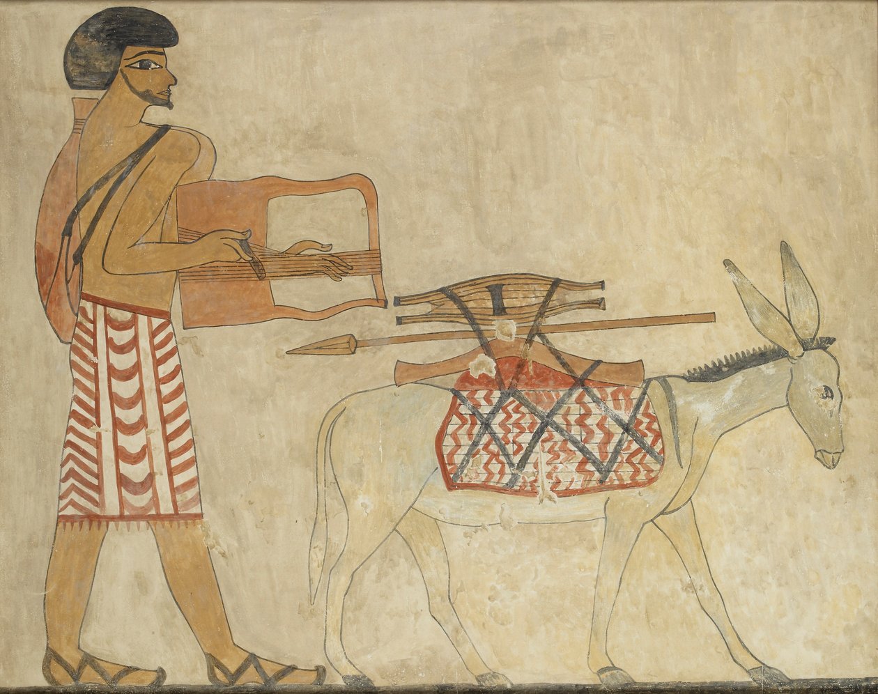 Kopio seinämaalauksesta, Khnumhotpe III:n yksityinen hauta 3, Beni Hasan, 1900-luku tekijältä Anna