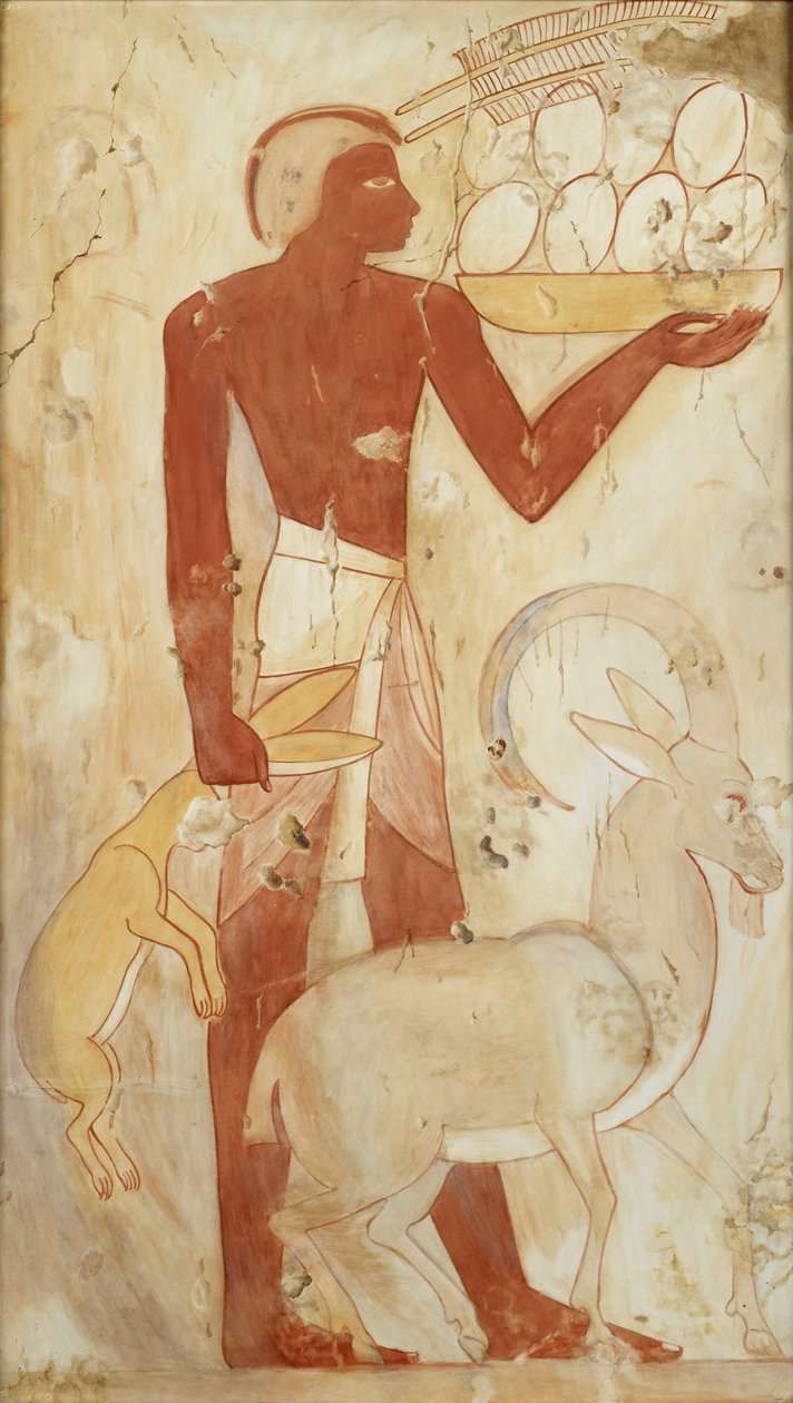 Kopio seinämaalauksesta, Horemhebin yksityinen hauta 78, Thebes, 1900-luku tekijältä Anna