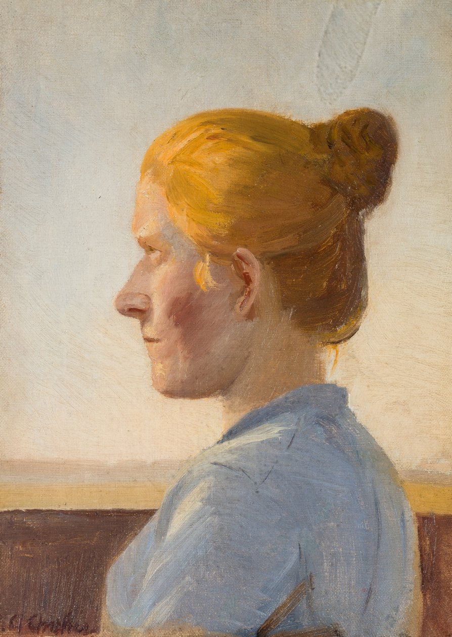 Tanskalainen:  En skagenspige Nuori nainen Skagenista. tekijältä Anna Ancher