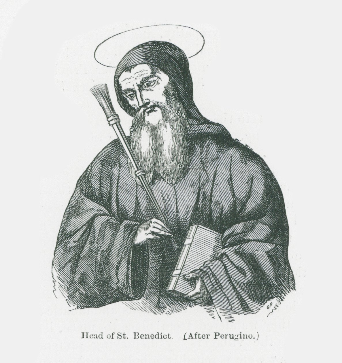 Pyhän Benedictuksen pää (litografia) tekijältä Anna Brownell Jameson