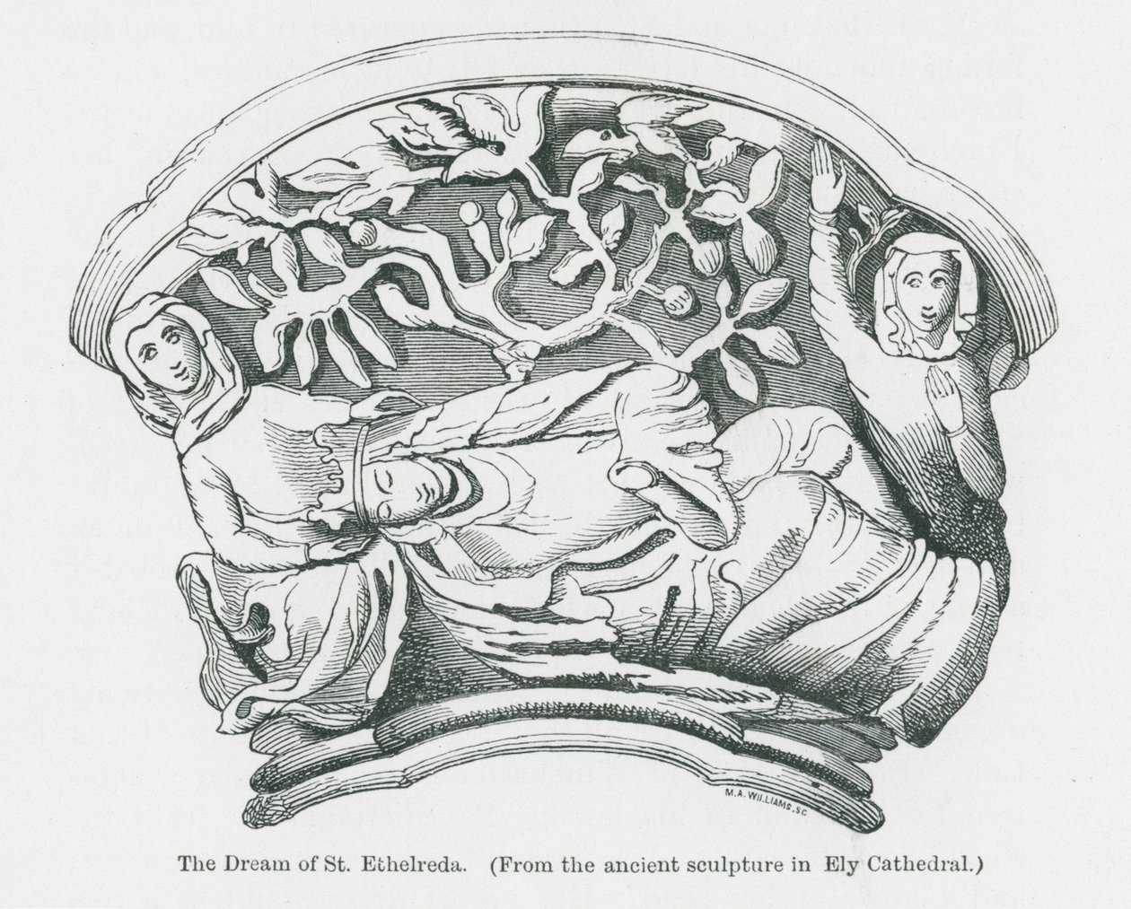 Pyhän Ethelredan uni (litografia) tekijältä Anna Brownell Jameson