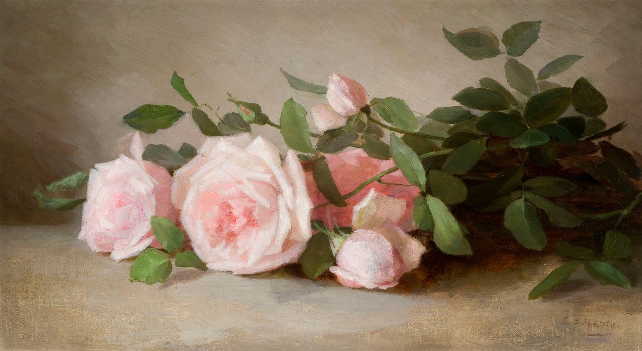 Ruusujen asetelma 1880 (Öljy kankaalle) tekijältä Anna Eliza Hardy