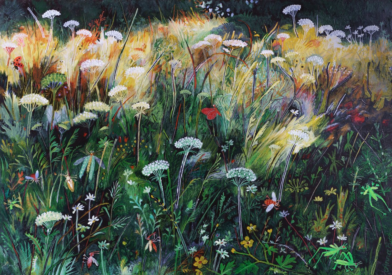 Yön niitty, 2022 (akryyli laudalle) tekijältä Anna Pugh