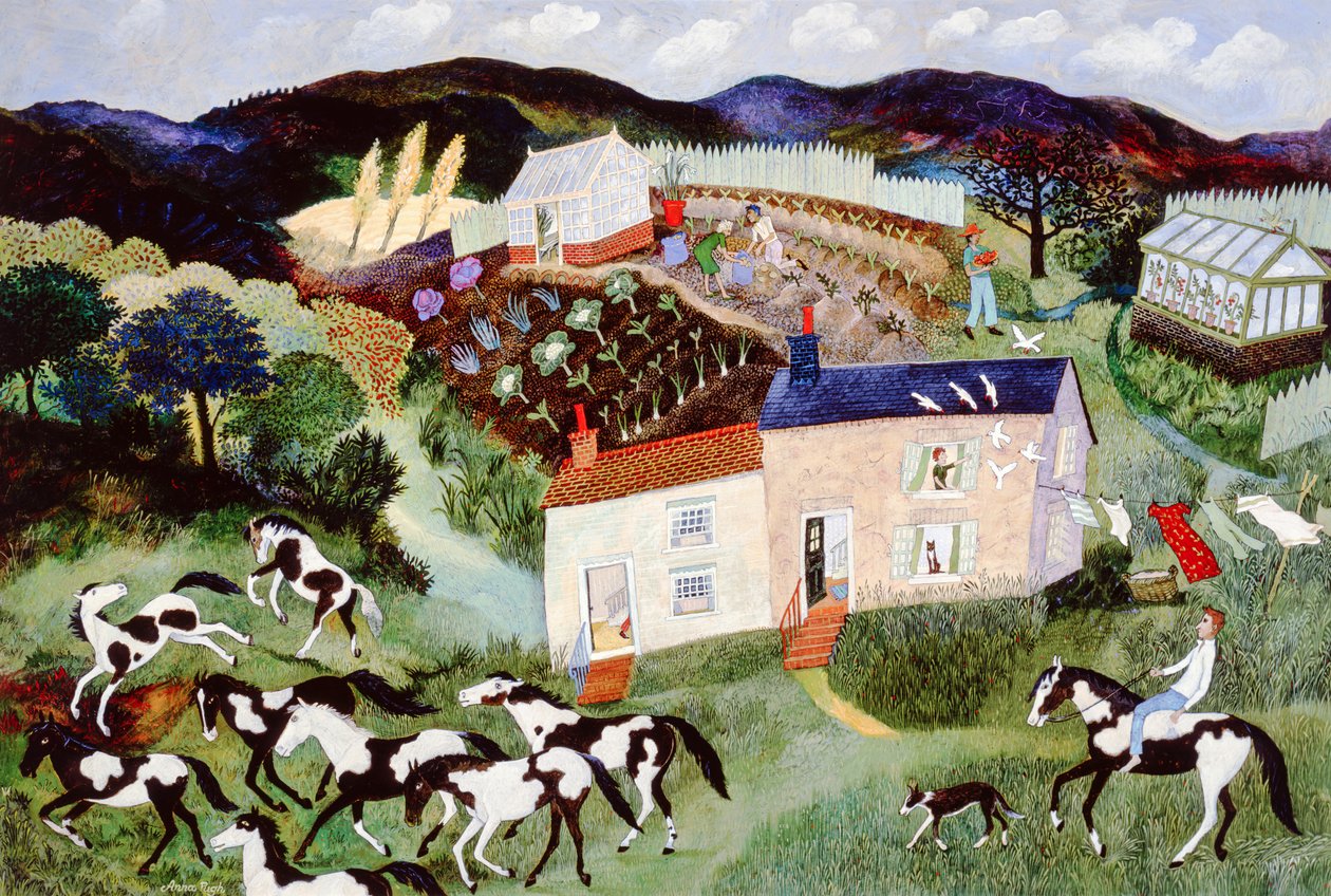 Perunanpoiminta, 2001 (akryyli) tekijältä Anna Pugh
