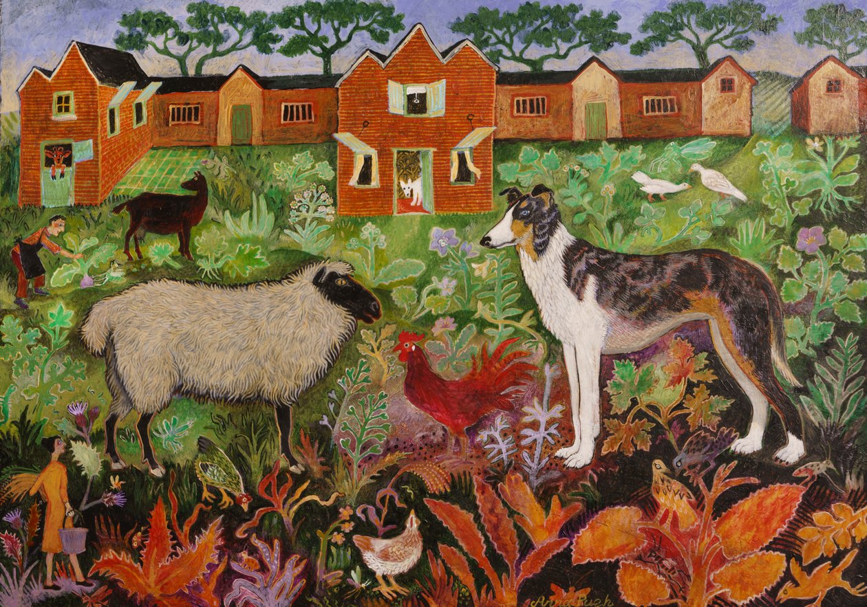 Punainen kukko, 2019 (akryyli) tekijältä Anna Pugh