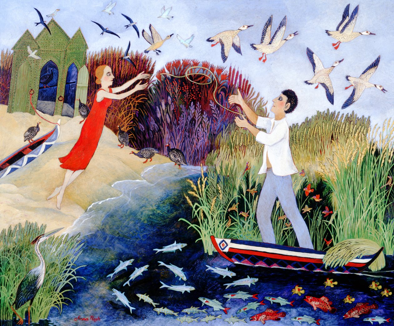 Laivasta rantaan, 2007 (akryyli) tekijältä Anna Pugh