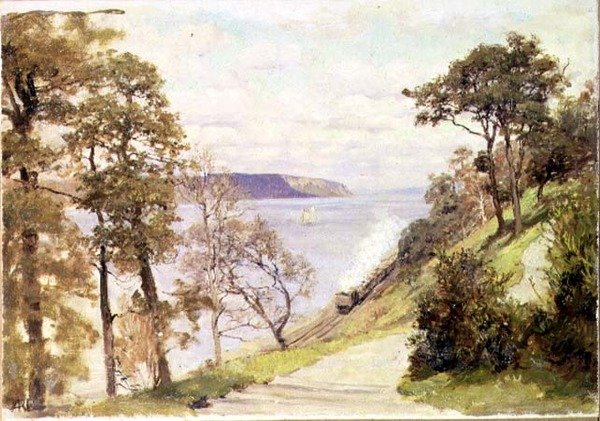 The Hudson, n. 1906-09 (öljy kankaalle) tekijältä Anna Richards Brewster