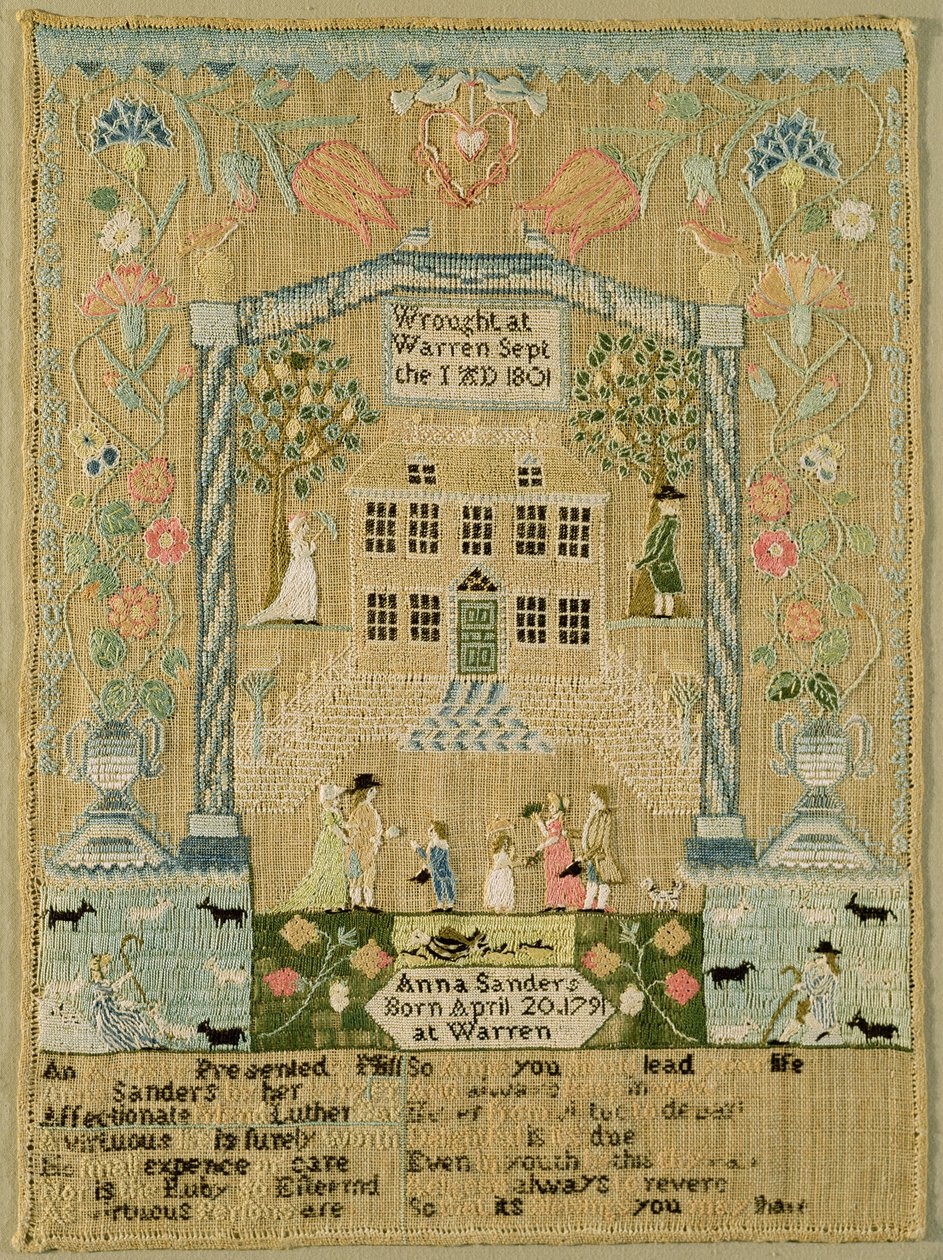 Sampleri, 1801 (silkkilanka pellavalle) tekijältä Anna Sanders
