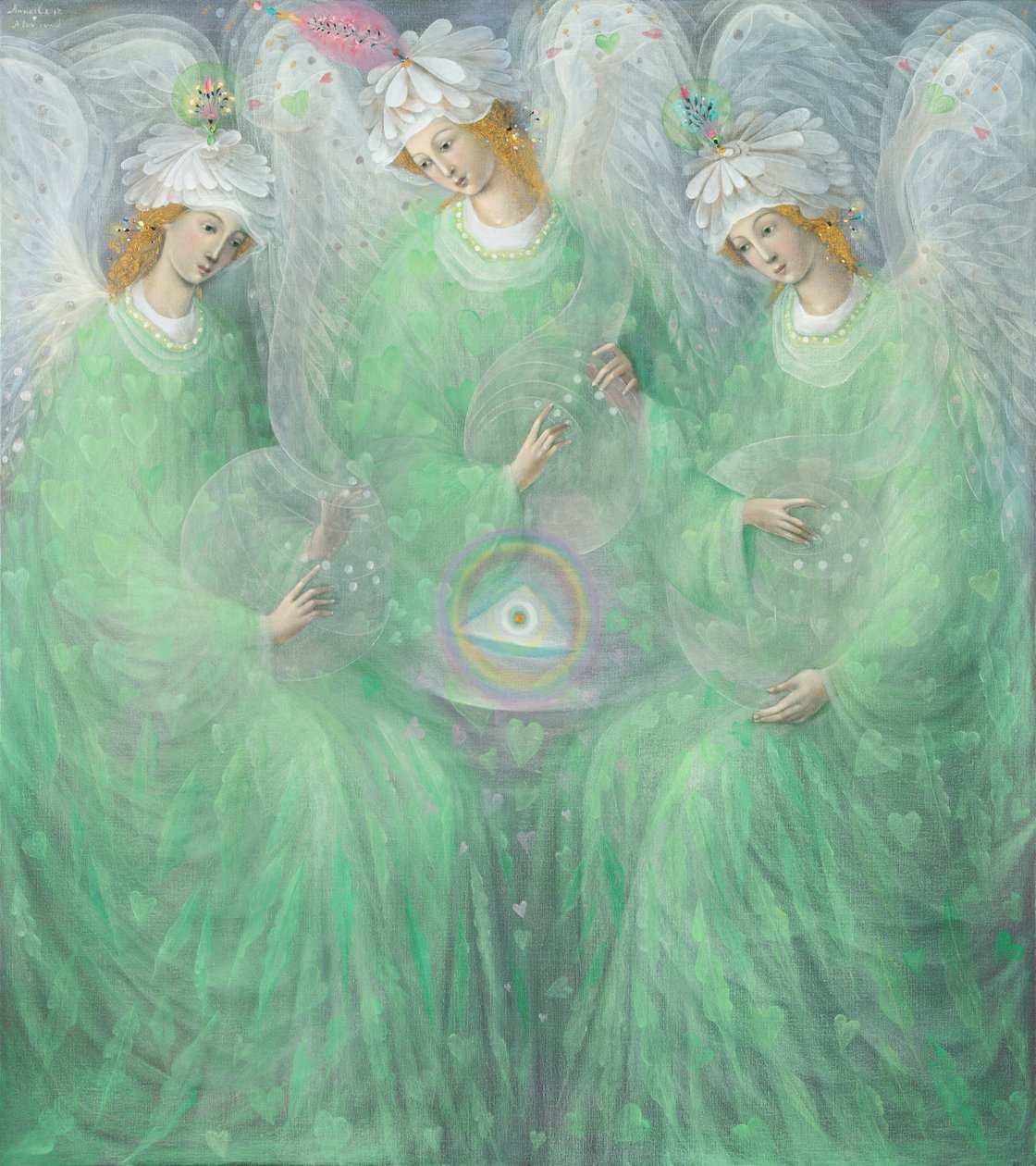 Kevään ilmestykset (diptyykki), vasen paneeli, 2012 (öljy belgialaiselle pellavalle) tekijältä Annael Anelia Pavlova