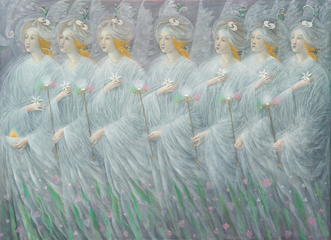 Kevään ilmestykset (diptyykki), oikea paneeli, 2012 (öljy belgialaiselle pellavalle) tekijältä Annael Anelia Pavlova