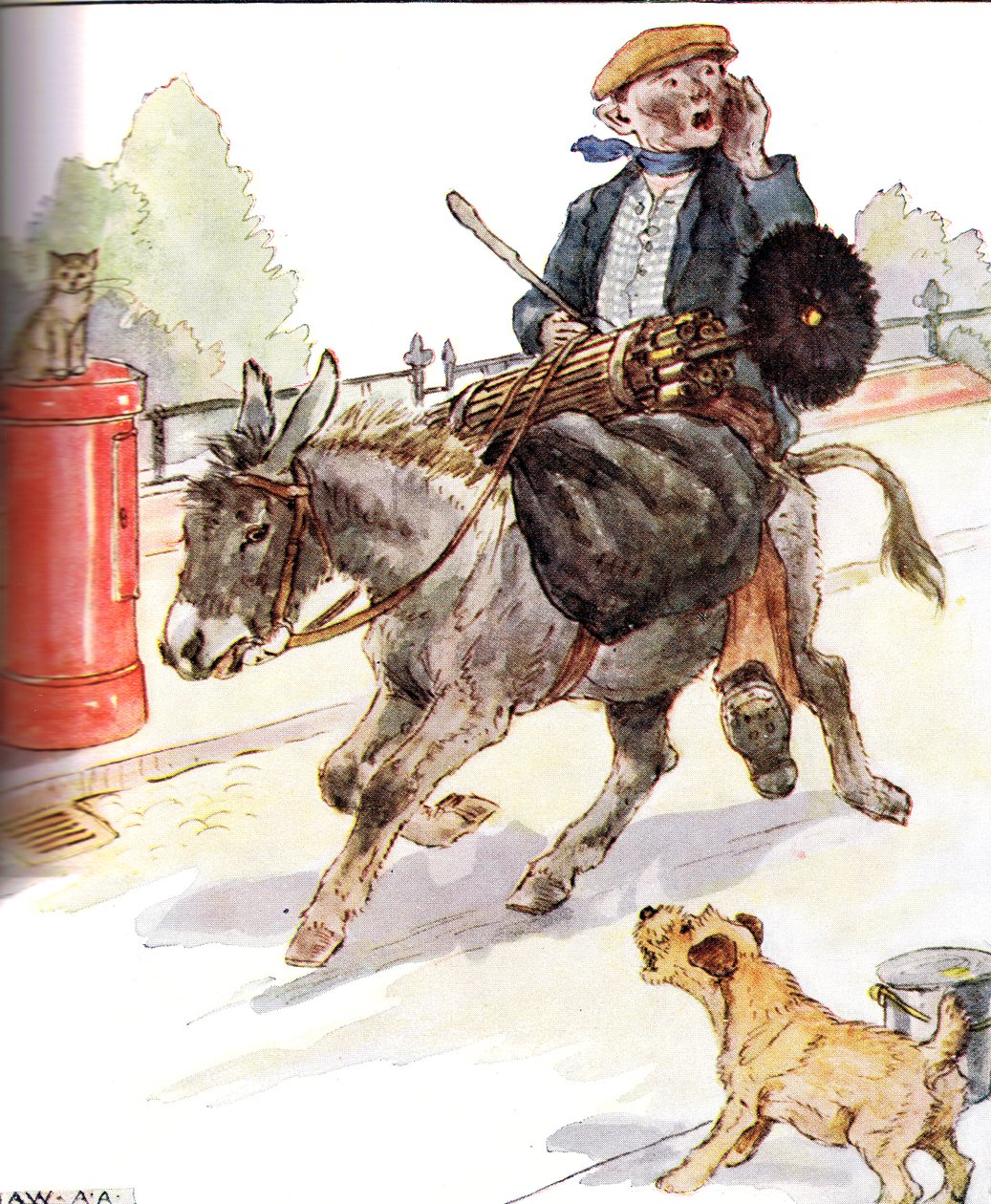 "Sain uuden mestarin, nuokaisijan", kuvitus "The Naughty Neddy Bookista", julkaisija Thomas Nelson und Sons, 1920-luku tekijältä Anne Anderson