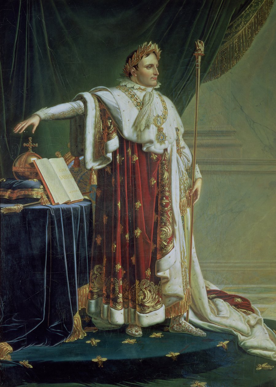 Napoleon I:n muotokuva kruunausvaatteissaan, 1804 tekijältä Anne Louis Girodet de Roucy Trioson