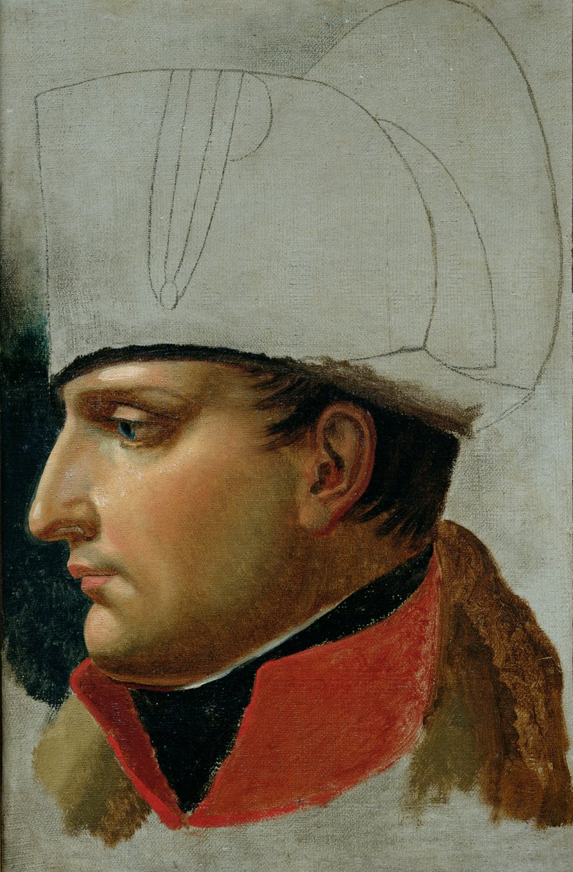 Keskeneräinen muotokuva Napoleon I:stä (1769-1821) aiemmin Jacques Louis Davidin (1748-1825) ansioksi 1808 tekijältä Anne Louis Girodet de Roucy Trioson