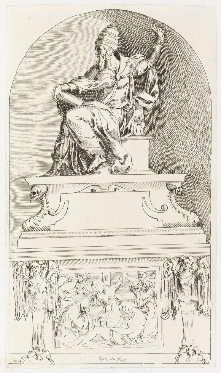 Tutkimus paavi Klemens VII:n haudalle Baccio (Bartolommeo) Bandinellin jälkeen (tulostus) tekijältä Anne Claude Philippe de Caylus