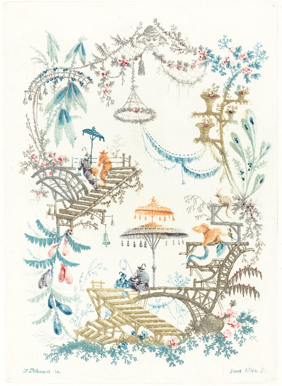 Kiinalainen arabeski, jossa on kaksinkertainen päivänvarjo, n. 1795. tekijältä Anne Allen
