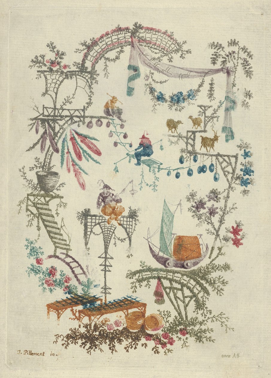 Chinoiserie uudesta kiinalaisten arabeskimuistikirjojen sarjasta, 1790-1799. tekijältä Anne Allen