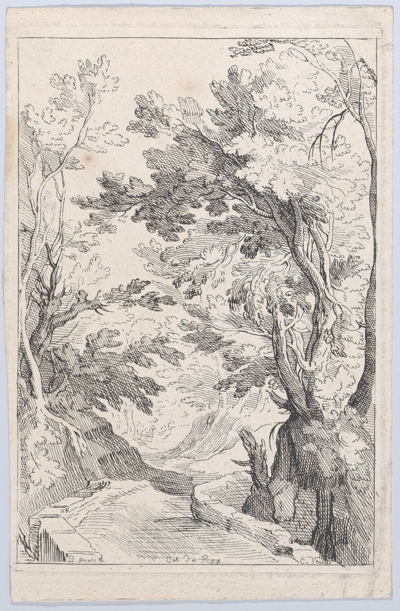 Polku kaiteen kanssa metsässä, 1700-luku. tekijältä Anne Claude Philippe de Caylus