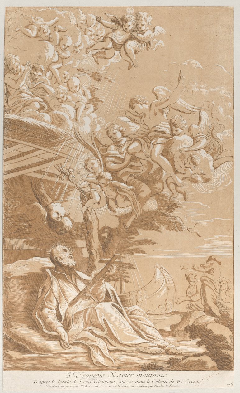 Pyhän Francis Xavierin kuolema, n. 1729. tekijältä Anne Claude Philippe de Caylus