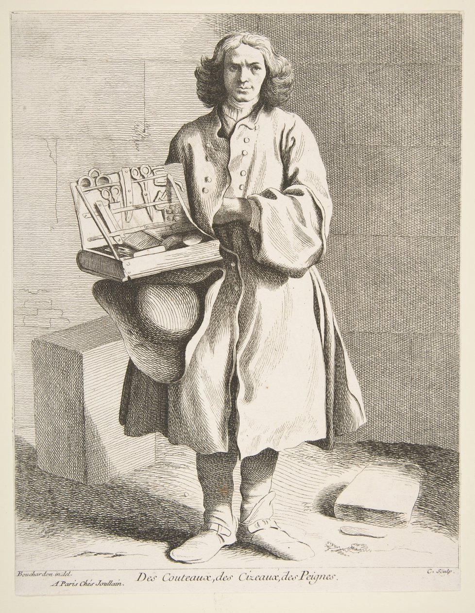 Veitsien, saksien ja kampajen kauppias, 1742. tekijältä Anne Claude Philippe de Caylus