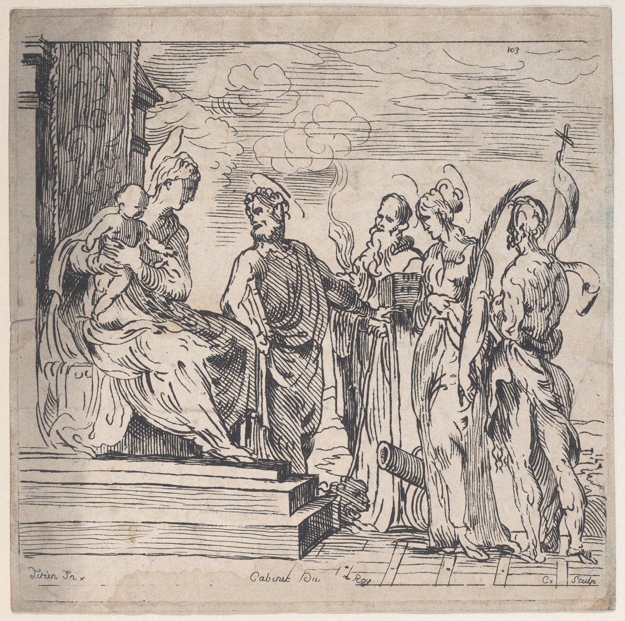 Neitsyt ja lapsi neljän pyhän kanssa, 1700-luku. tekijältä Anne Claude Philippe de Caylus