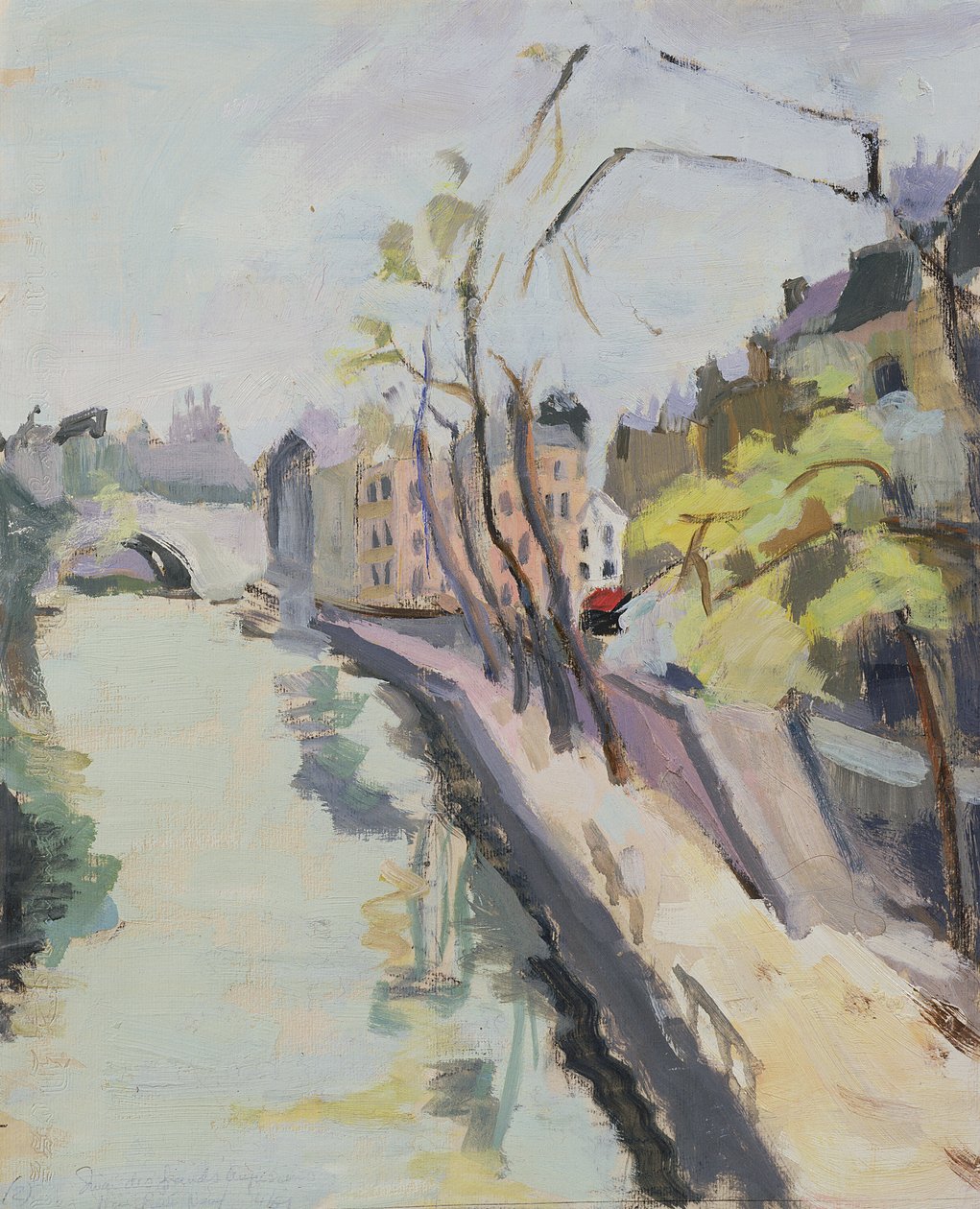 Quai des Grands Augustins, Pariisi, 1961 (öljy paperille) tekijältä Anne Durham