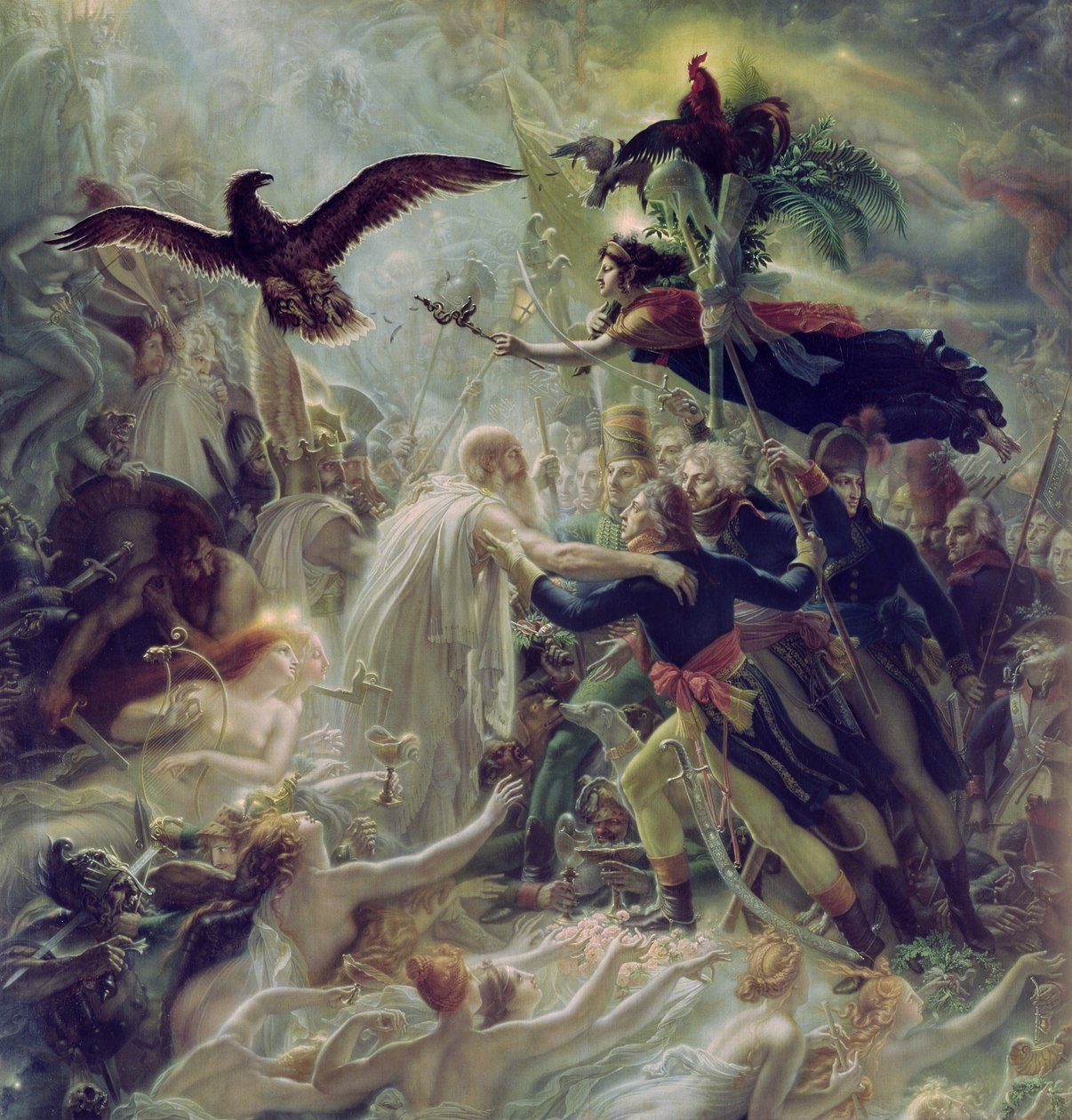 Ranskalaisten sankareiden apoteoosi, jotka kuolivat maansa puolesta vapaussodan aikana tekijältä Anne Louis Girodet de Roucy Trioson