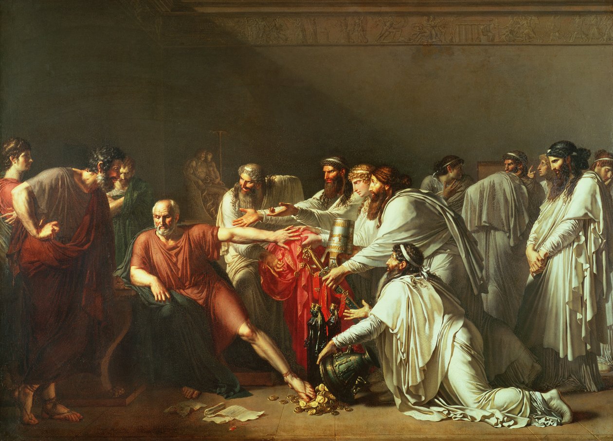 Hippokrates (n. 460-377 eKr.) kieltäytyy Artaxerxes I:n (k. 425 eKr.) lahjoista 1792 tekijältä Anne Louis Girodet de Roucy Trioson