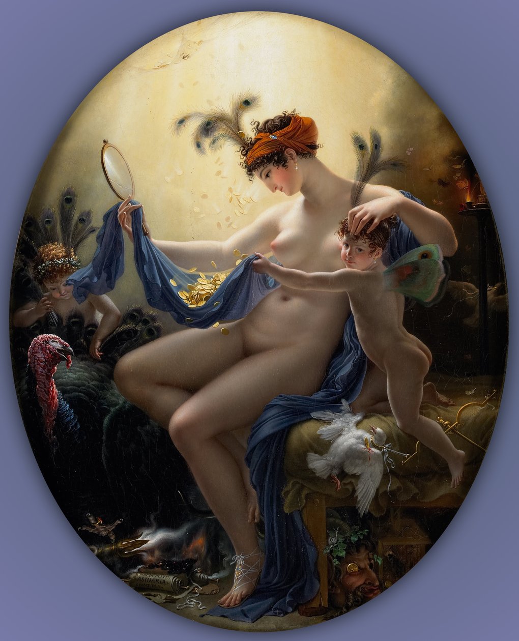 Mlle. Langen muotokuva Danaen roolissa tekijältä Anne Louis Girodet de Roucy Trioson
