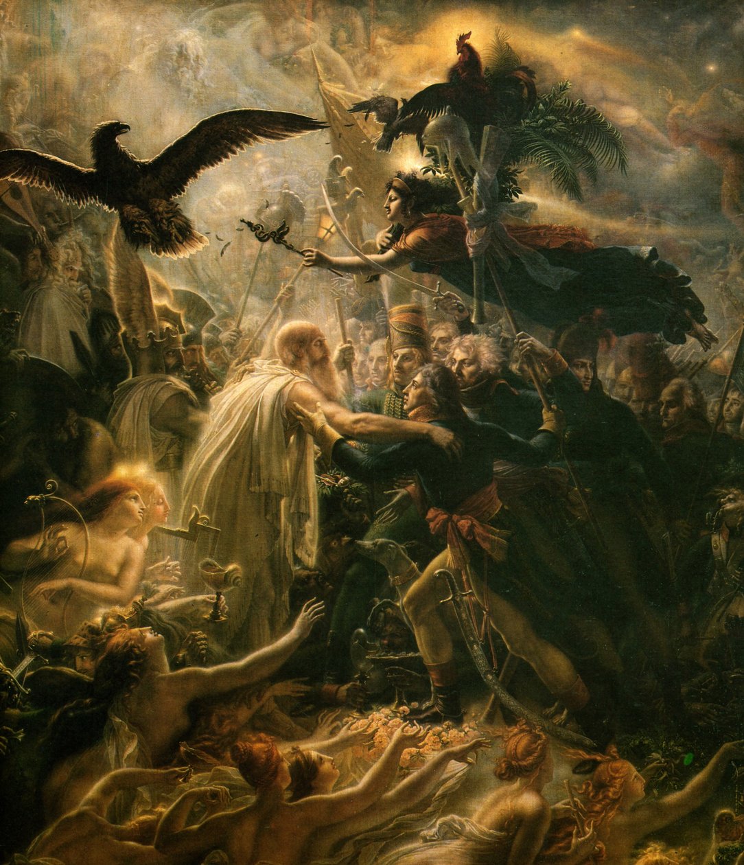 Vapaussodan aikana maan puolesta kuolleiden ranskalaisten sankareiden apoteoosi, 1800-luvun alku tekijältä Anne Louis Girodet de Roucy Trioson