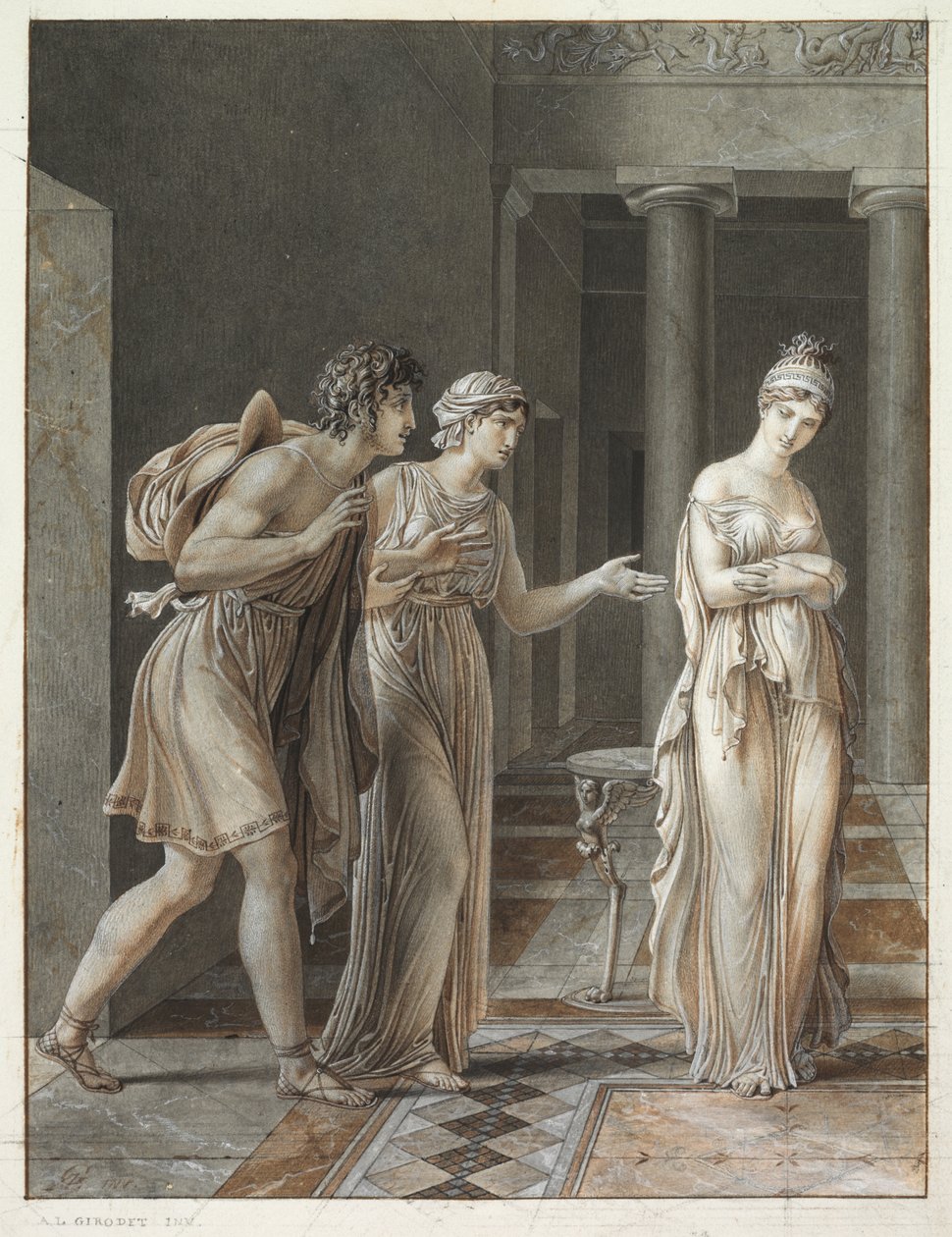 Oresteen ja Hermionen tapaaminen tekijältä Anne Louis Girodet de Roucy Trioson