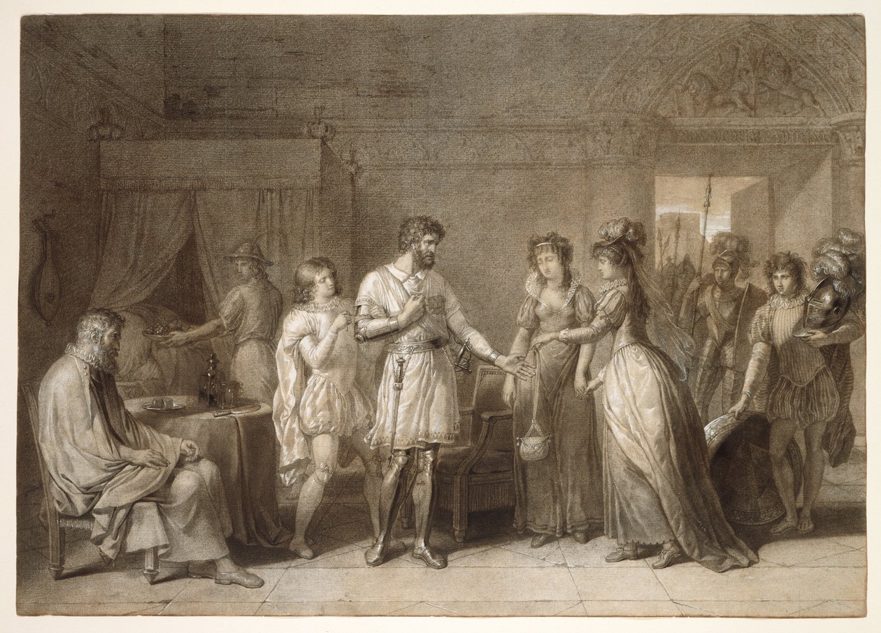 Bayard kieltäytyy emäntänsä lahjoista Bresciassa tekijältä Anne Louis Girodet de Roussy Trioson