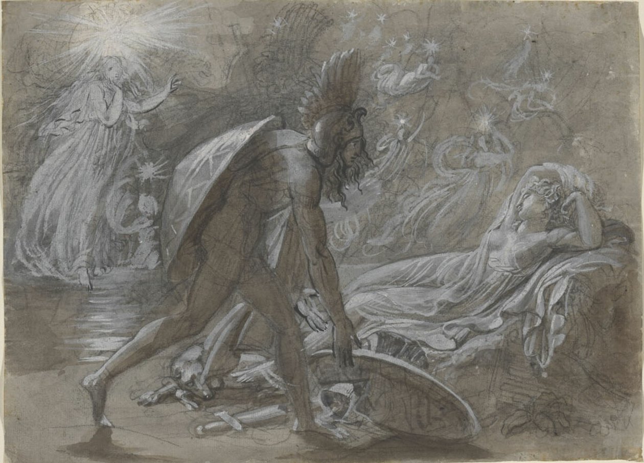 Fingal suree Malvinan ruumista, Ossianin Berrathonista. tekijältä Anne Louis Girodet de Roussy Trioson
