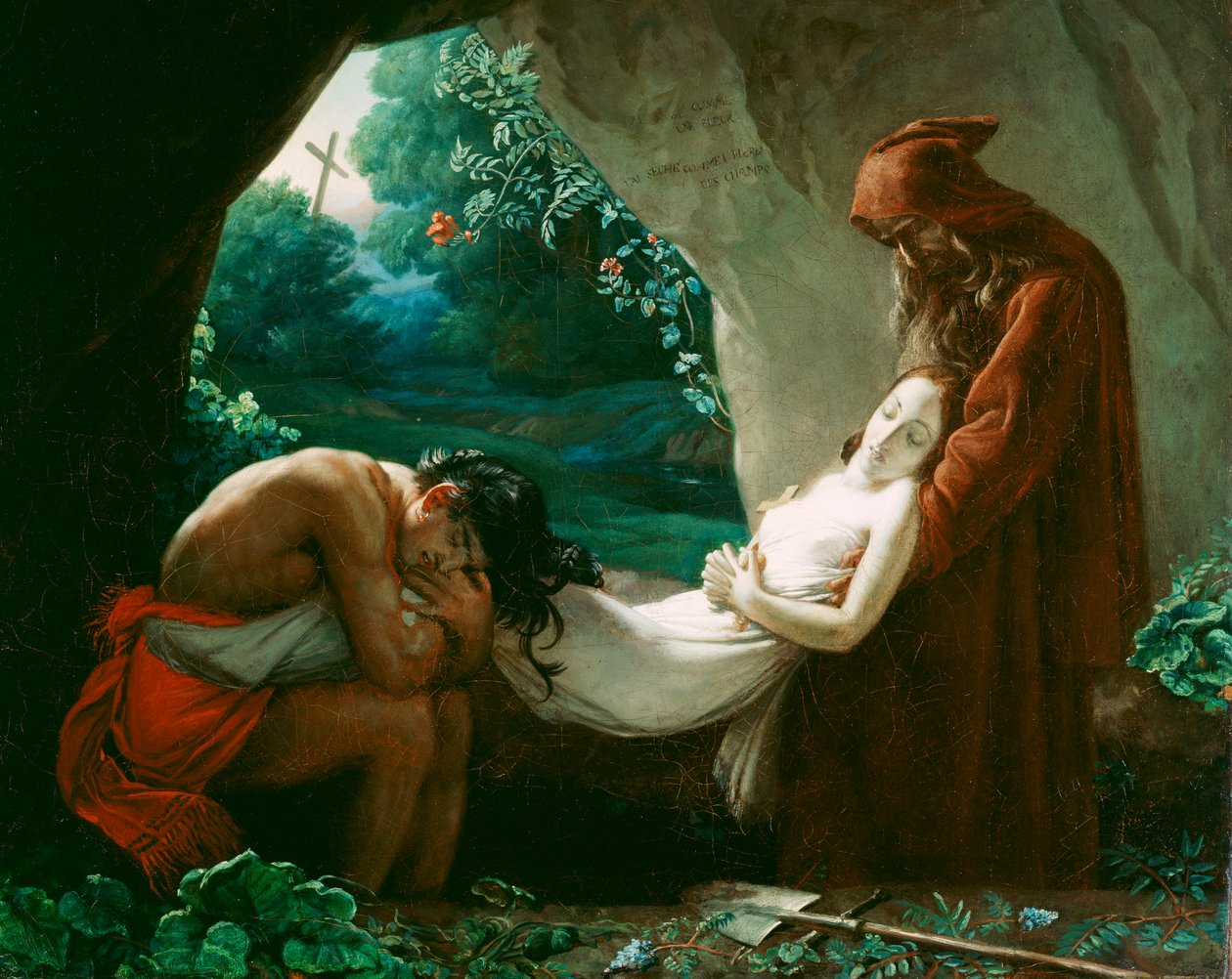 Atalan hautaus, n.1808 tekijältä Anne Louis after Girodet de Roucy Trioson