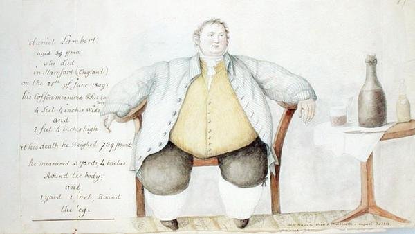 Daniel Lambert (1770-1809) 1813 (akvarelli ja grafiitti paperille) tekijältä Anne Marguerite Hyde de Neuville