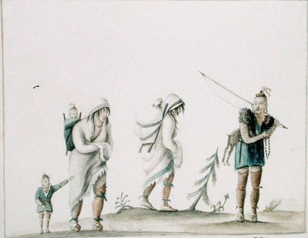 Intialainen perhe, n. 1807 (akvarelli paperille) tekijältä Anne Marguerite Hyde de Neuville