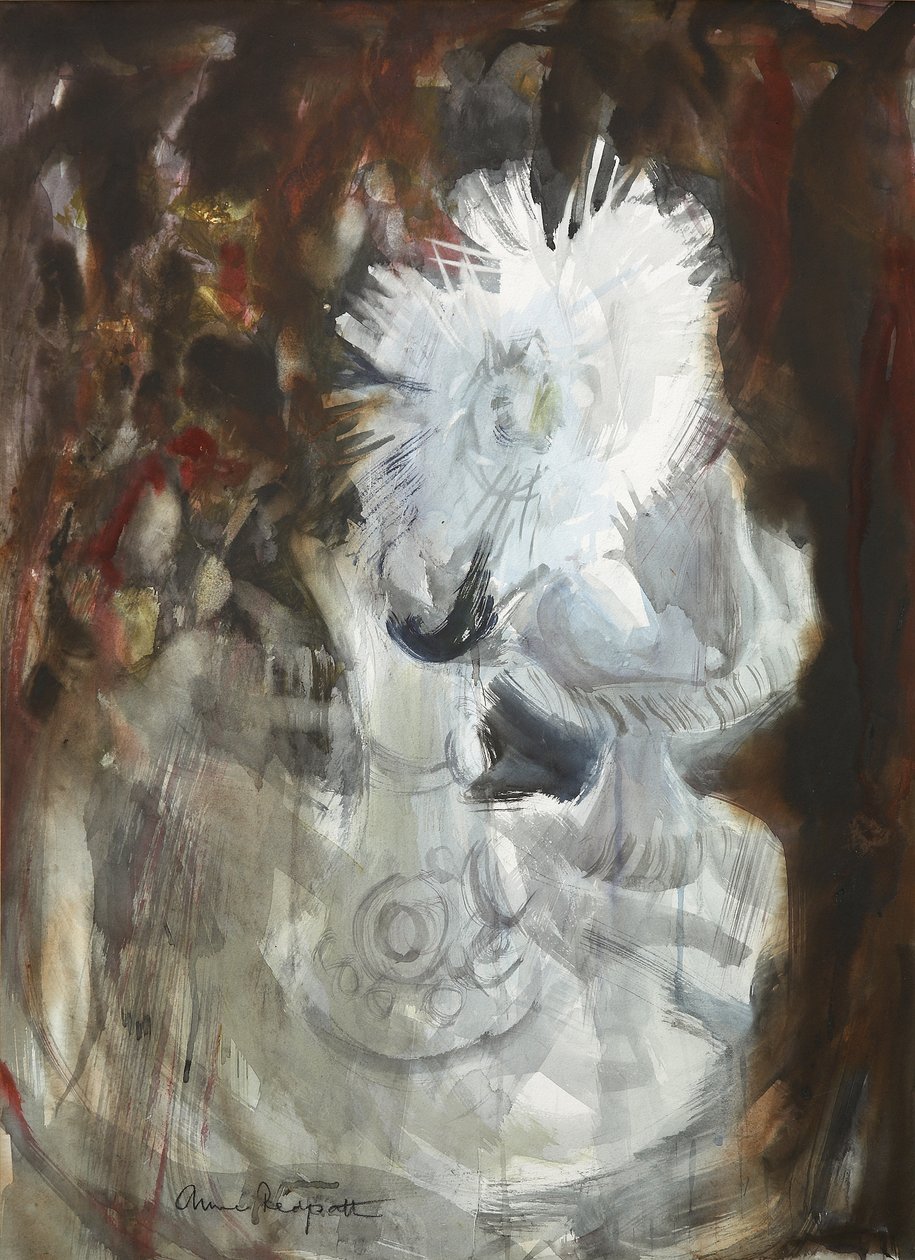 Valkoinen krysanteemi, n.1961 (akvarelli  hiili) tekijältä Anne Redpath