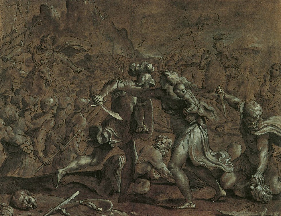 Roomalaisten ja sabiinien taistelu tekijältä Annibale Carracci