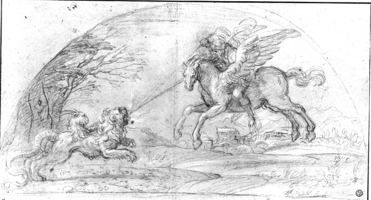 Bellerophon taistelee Chimaeraa vastaan tekijältä Annibale Carracci