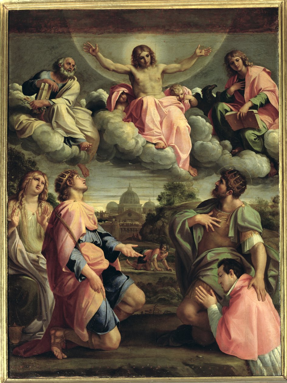 Kristus kirkkaudessa pyhien kanssa tekijältä Annibale Carracci