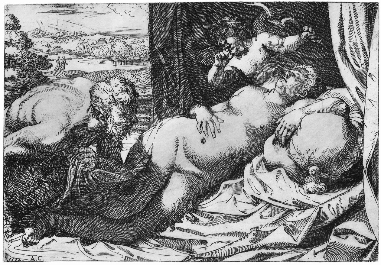 Jupiter ja Antiope tekijältä Annibale Carracci
