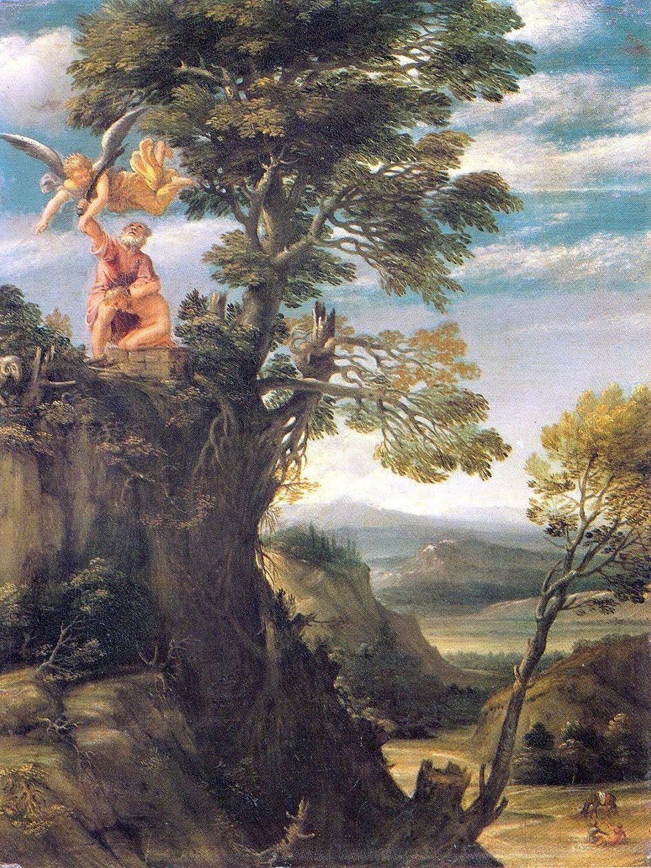 Maisema Iisakin sitomisen kanssa tekijältä Annibale Carracci