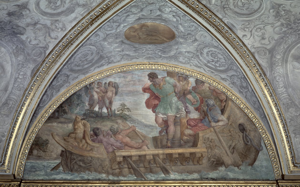 Lunette, joka kuvaa Ulyssesta ja sireenejä, Camerinosta, 1596 tekijältä Annibale Carracci