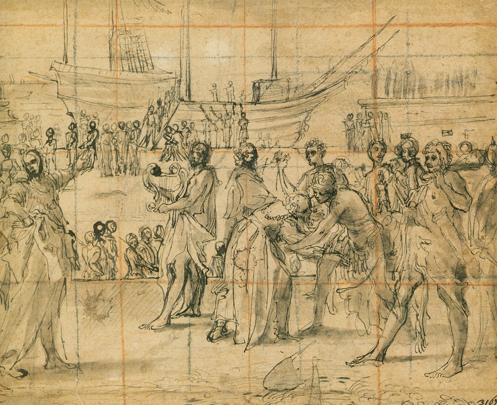 Jasonin ja kuningas Aeëtesin tapaaminen tekijältä Annibale Carracci