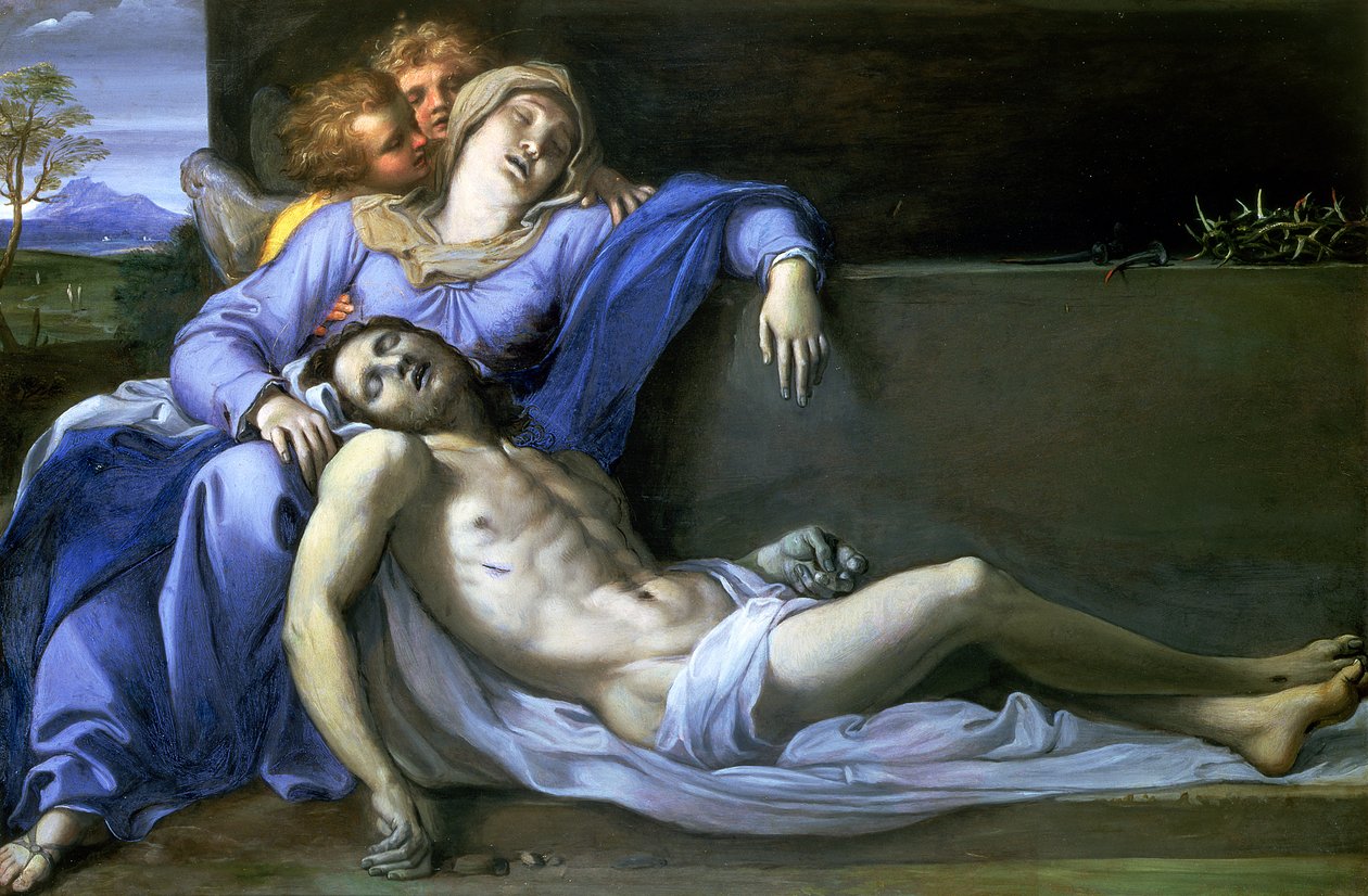Pieta, n. 1603 (öljy kuparille) tekijältä Annibale Carracci
