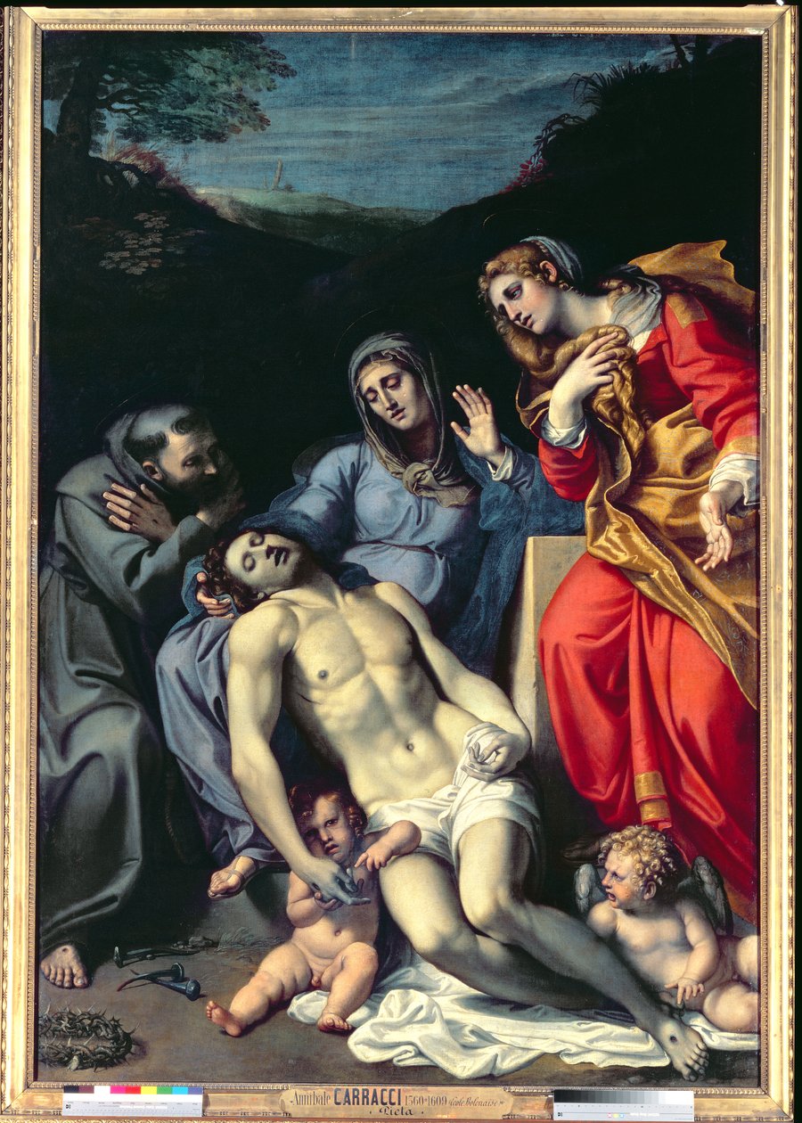 Pieta Pyhän Franciscuksen ja Pyhän Maria Magdaleenan kanssa, n. 1602 tekijältä Annibale Carracci