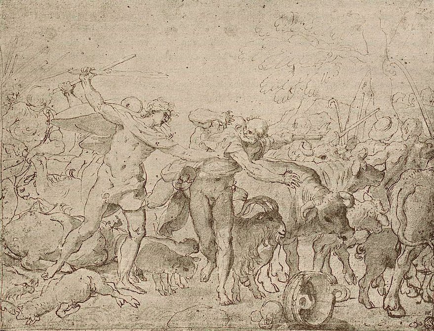 Luonnos Palazzo Magnanin freskoille tekijältä Annibale Carracci
