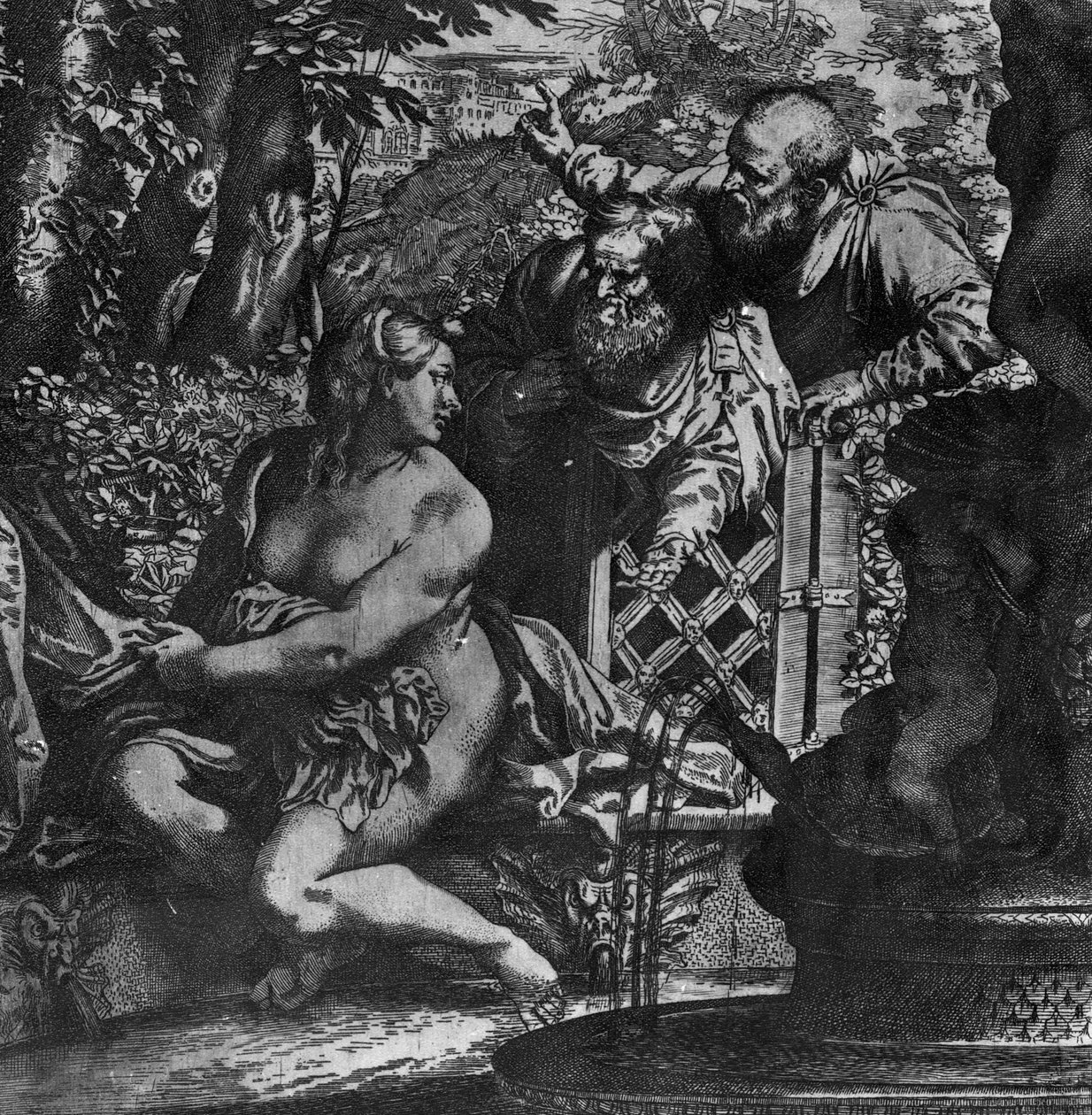 Susanna ja vanhimmat, n. 1590 tekijältä Annibale Carracci