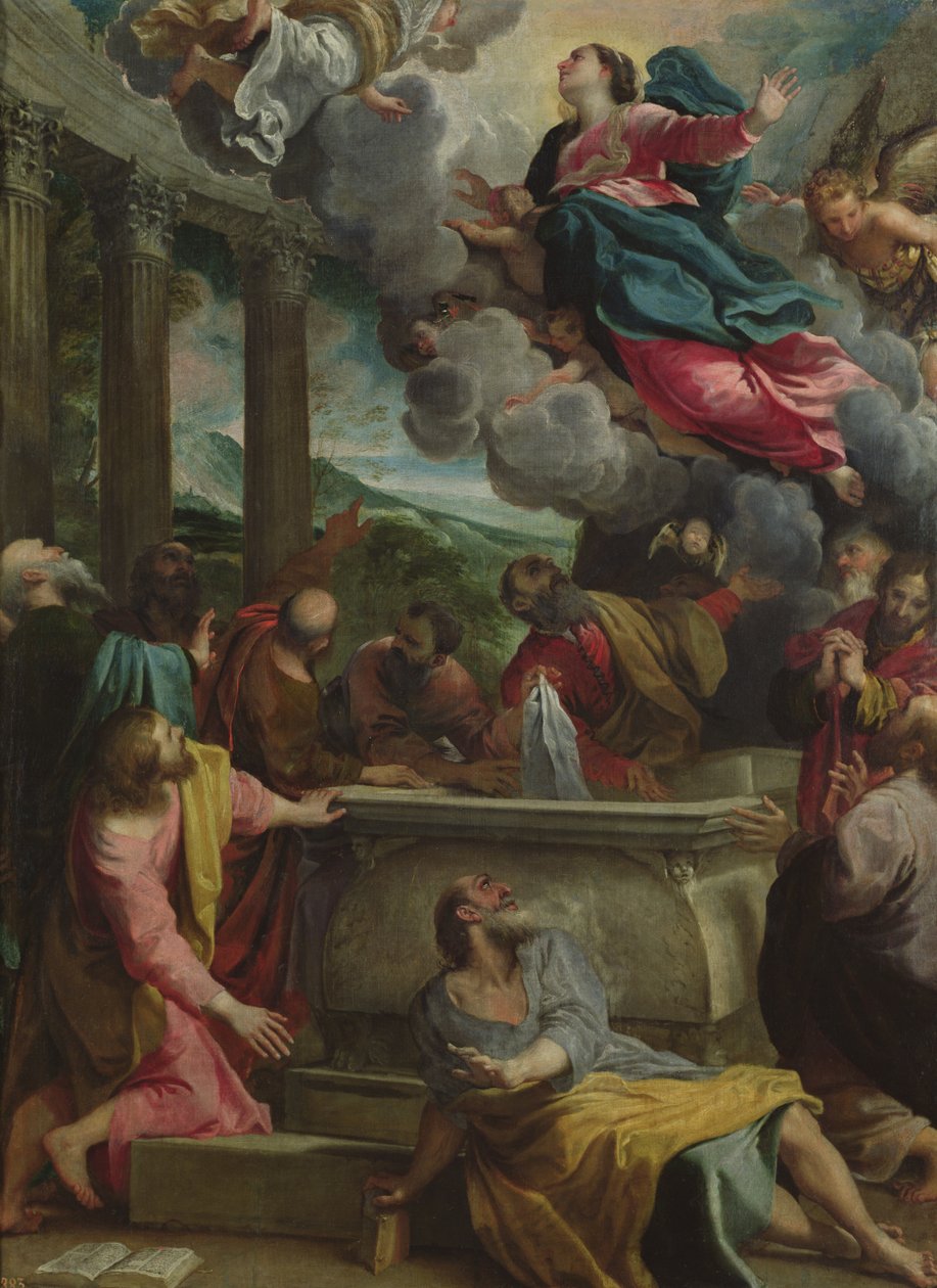 Neitsyt Marian taivaaseenastuminen, noin 1590. tekijältä Annibale Carracci